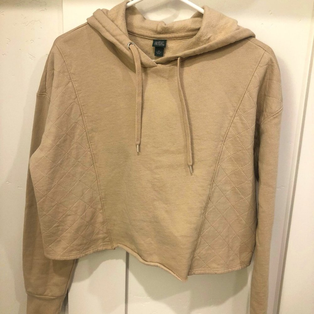 Wild Fable Crop Sweatshirt Hoodie in Cream Size Junior M